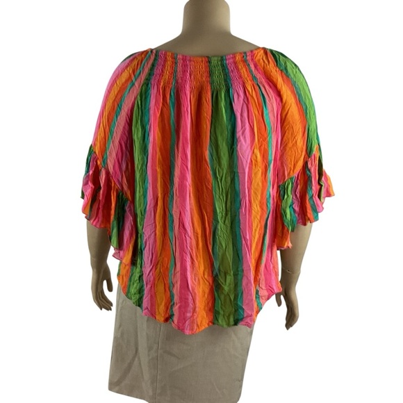Cato Multicolor Striped Ruffle Sleeve Blouse Size XL - Picture 5 of 7